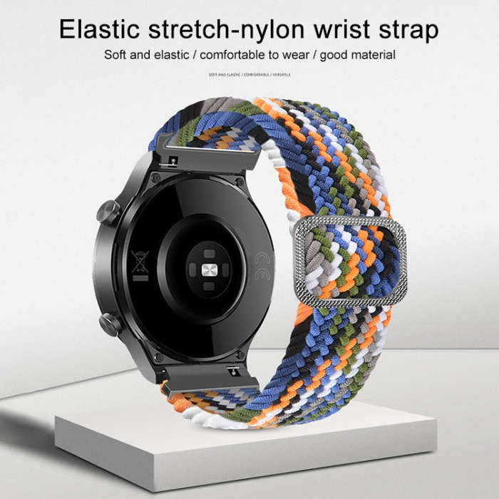 22mm Universal Adjustable Nylon Braided Elasticity Watch Band(Red Black)