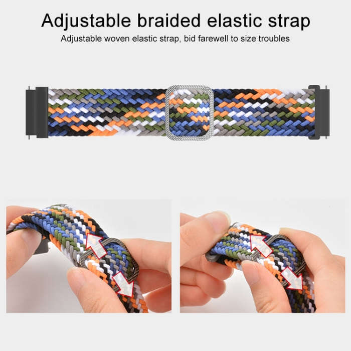 22mm Universal Adjustable Nylon Braided Elasticity Watch Band(Red Black)