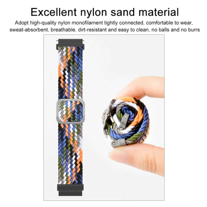 22mm Universal Adjustable Nylon Braided Elasticity Watch Band(Red Black)