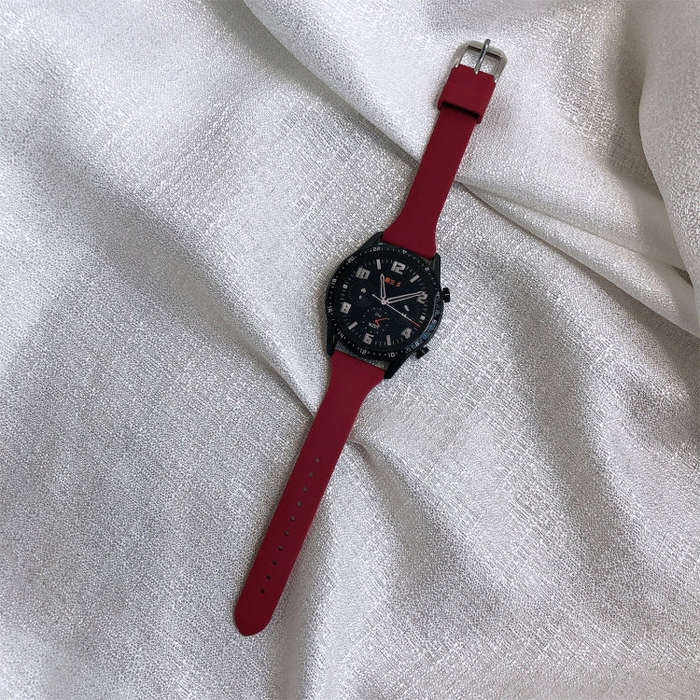 20mm T-shaped Buckle Silicone Watch Band(Wine Red)