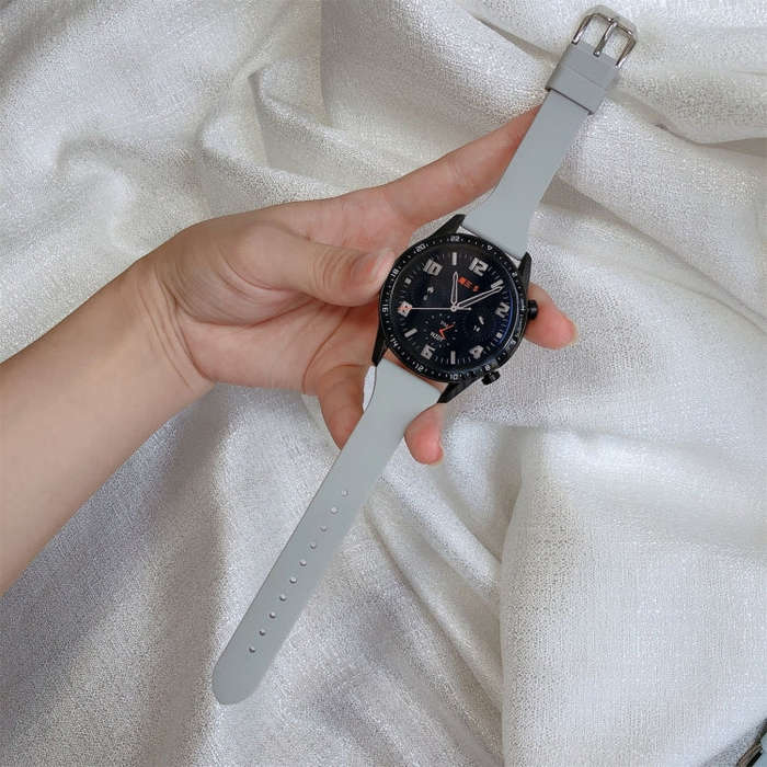 22mm T-shaped Buckle Silicone Watch Band(Cloudy Grey)