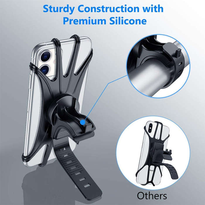 360 Degree Rotation Silica Gel Bicycle Phone Holder for 4-6.8 inch Mobile Phone(Black)