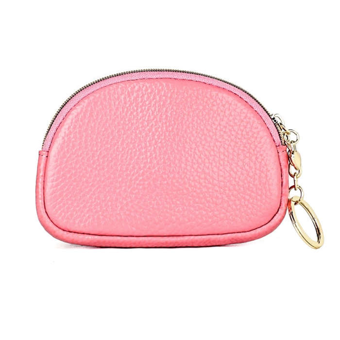 Ladies Head Layer Cowhide Elephant Zipper Coin Purse(Pink)