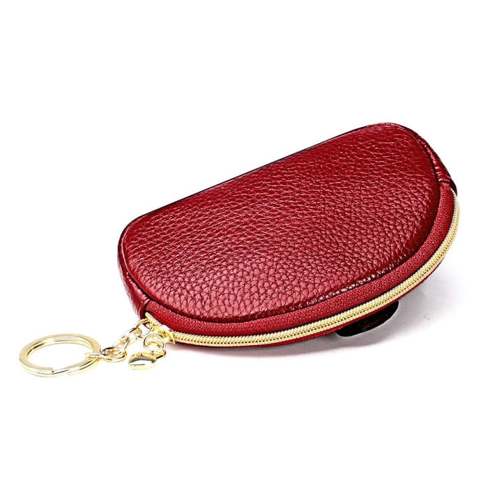 Ladies Head Layer Cowhide Elephant Zipper Coin Purse(Pink)