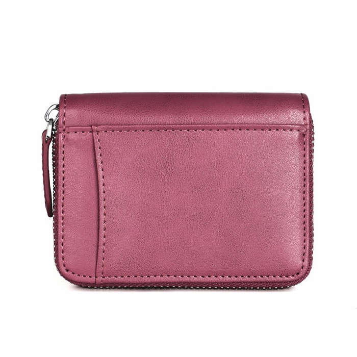 RFID Anti-theft Zipper Leather Coin Purse Coin Storage Bag(Purple)