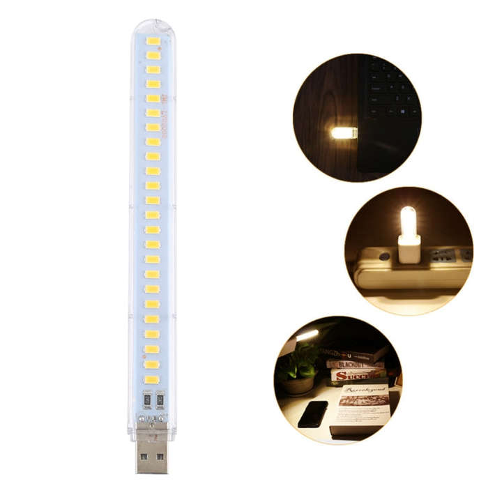 3W 24LEDs 5V 200LM USB LED Book Light Portable Night Light Warm Light