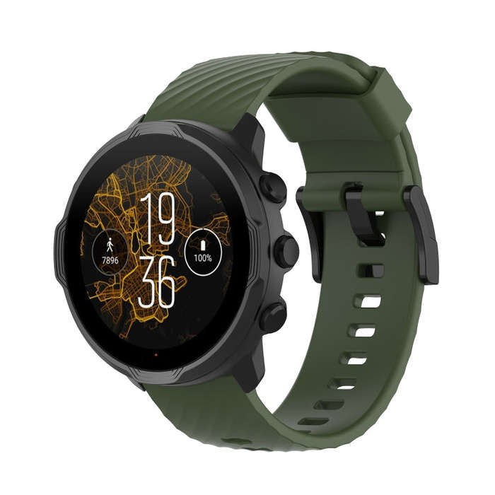 For Suunto 7 24mm Solid Color Silicone Watch Band(Army Green)