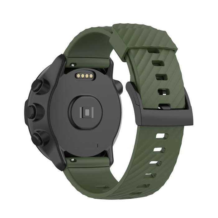For Suunto 7 24mm Solid Color Silicone Watch Band(Army Green)