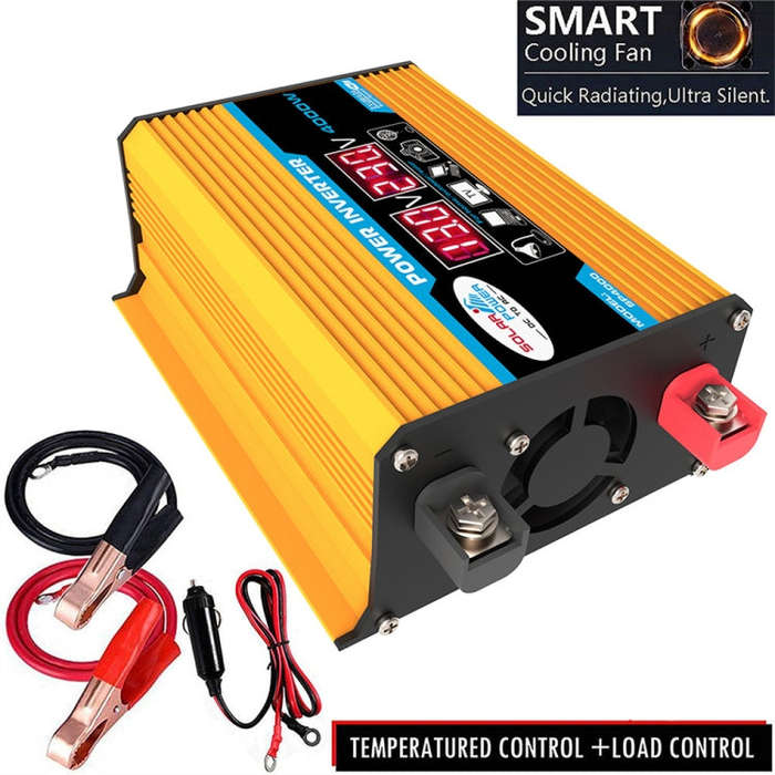 Tang II Generation 12V to 220V 4000W Modified Square Wave Car Power Inverter(Yellow)