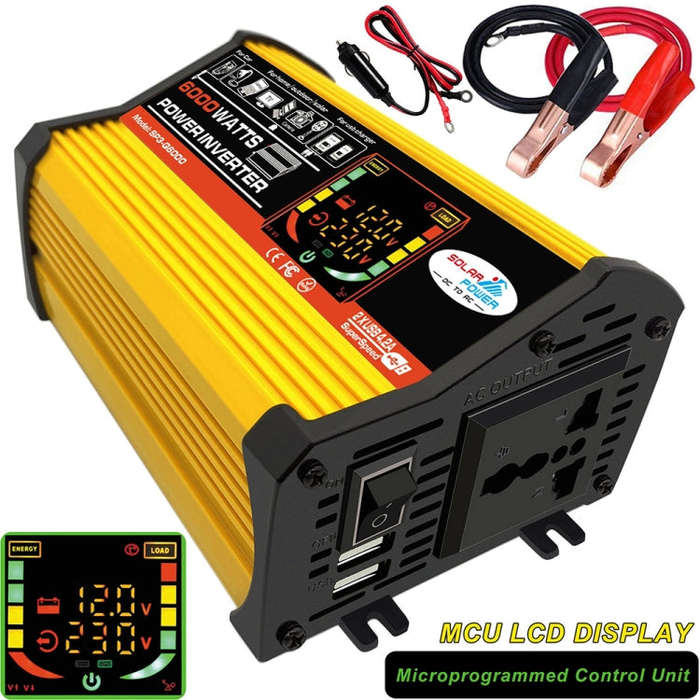 Legend III Generation DC12V to AC220V 6000W Modified Square Wave Car Power Inverter with LED Disp...