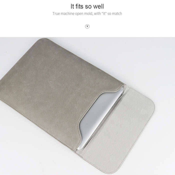 PU02 Ultra-thin Notebook Liner Bag with Small Bag, Size:14.1-15.4 inch(Dark Grey)