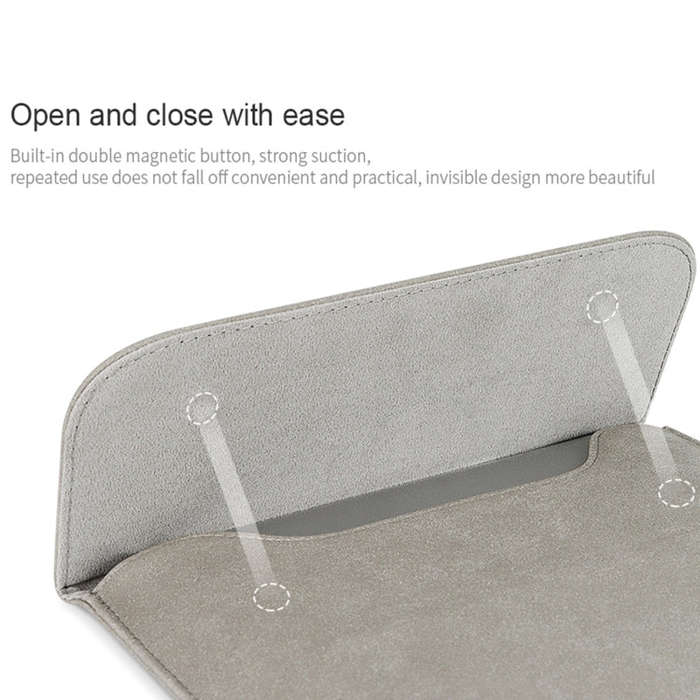 PU02 Ultra-thin Notebook Liner Bag with Small Bag, Size:14.1-15.4 inch(Dark Grey)