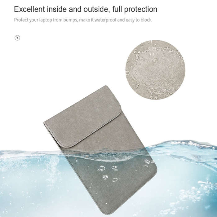 PU02 Ultra-thin Notebook Liner Bag with Small Bag, Size:14.1-15.4 inch(Light Grey)