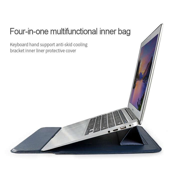 PU08 Multifunctional Notebook PU Liner Bag, Size:14.1-15.4 inch(Cowhide Yellow)