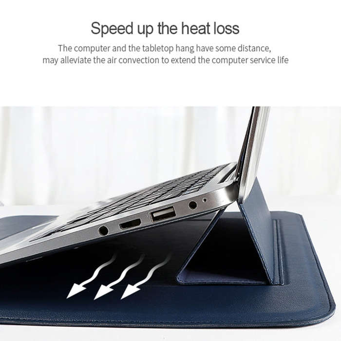 PU08 Multifunctional Notebook PU Liner Bag, Size:14.1-15.4 inch(Silver Gray)