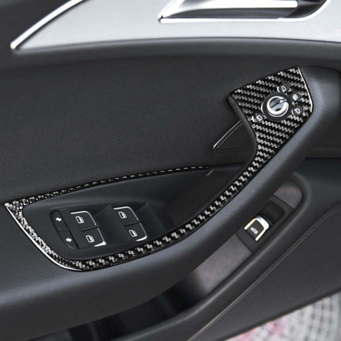 Car Carbon Fiber Glass Lifter Short Style Decorative Sticker for Audi A6 S6 C7 A7 S7 4G8 2012-201...