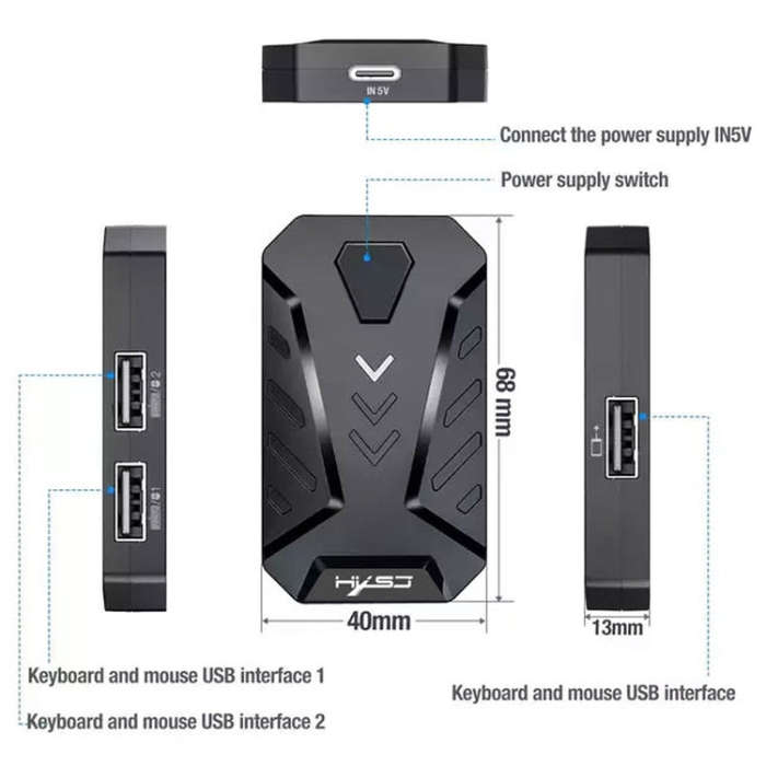 HXSJ V100+J900+P8 One-handed Keyboard + Programming Gaming Mouse + Keyboard Mouse Converter Set