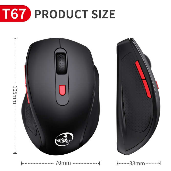 HXSJ T67 2.4G Simple Style Wireless Mouse(Black)