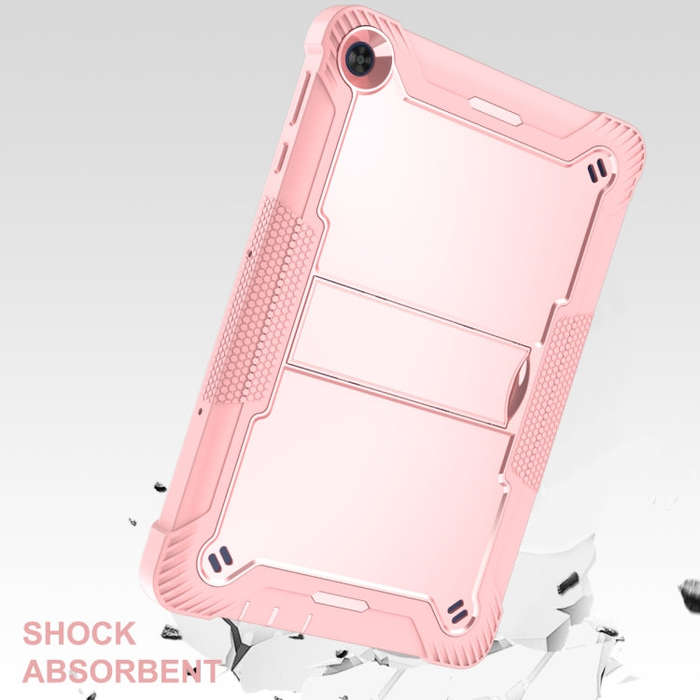 For Huawei MatePad T 10s / 10 Silicone + PC Shockproof Protective Case with Holder(Rose Gold)