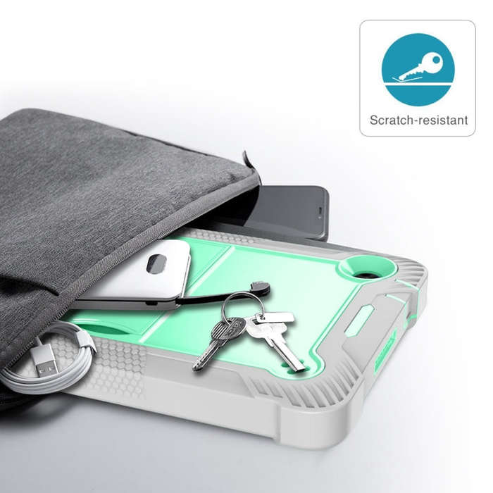 For Huawei MatePad T8 Silicone + PC Shockproof Protective Case with Holder(Gray + Green)