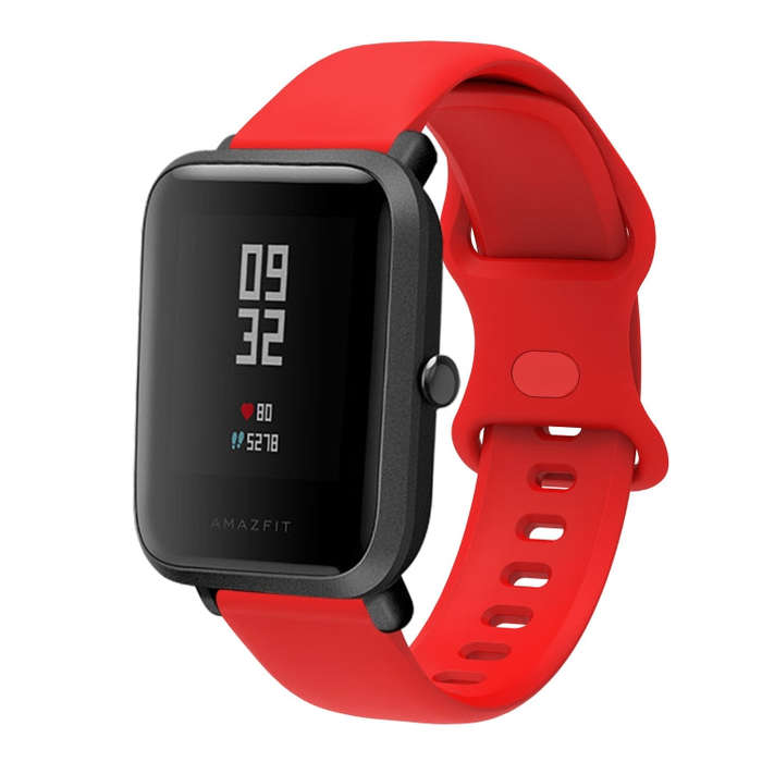 22mm For Amazfit GTS 2e Butterfly Buckle Silicone Watch Band(Red)