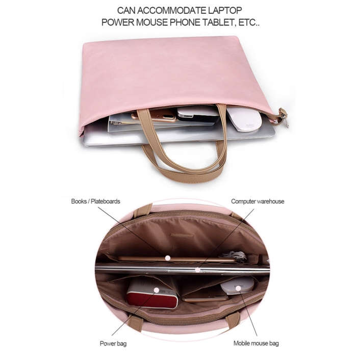 ST05SDZ Lightweight Notebook Laptop Bag with Detachable Shoulder Strap, Size:13.3 inch(Pink)