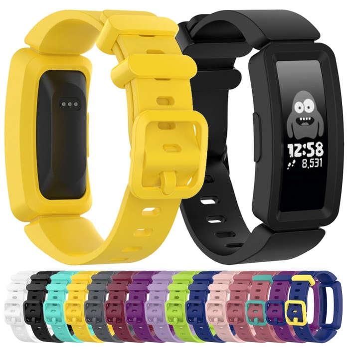 Smart Watch Silicon Watch Band for Fitbit Inspire HR(Watermelon Red + Green Buckle)