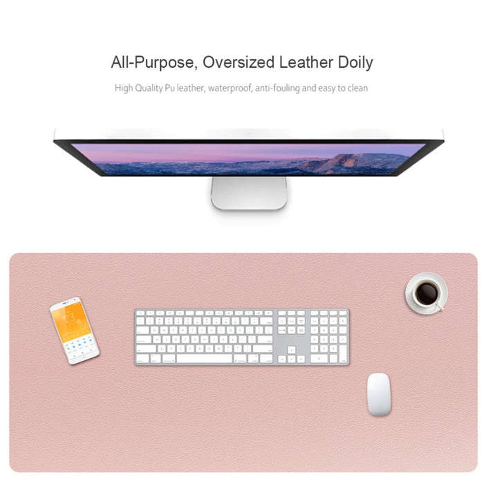 ZD01 Double-sided PU Mouse Pad Table Mat, Size: 90 x 40cm(Silver+Black)