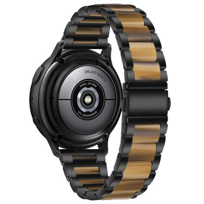 For Samsung Smart Watch 22mm Three-beads Steel + Resin Watch Band(Black Gold)