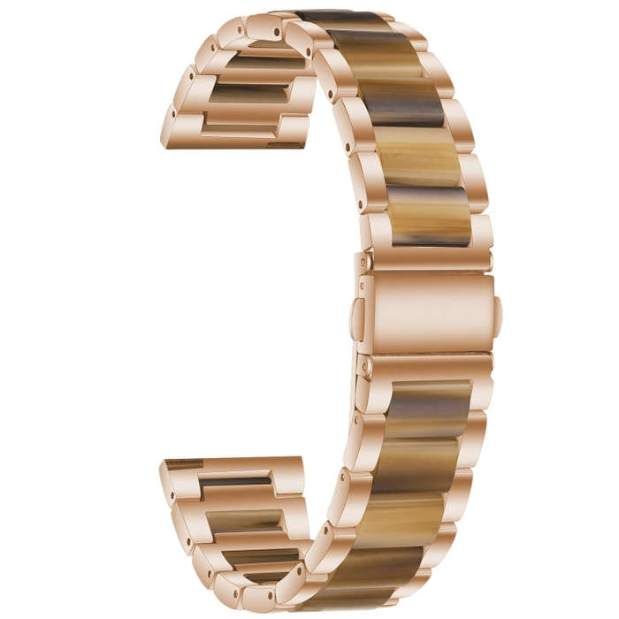For Samsung Smart Watch 22mm Three-beads Steel + Resin Watch Band(Rose Gold Gold)