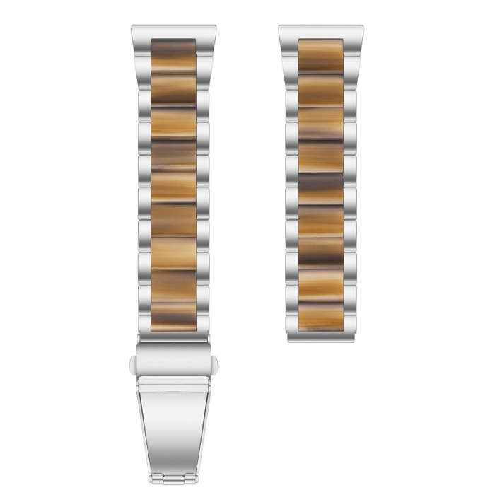 For Samsung Smart Watch 22mm Three-beads Steel + Resin Watch Band(Silver Gold)