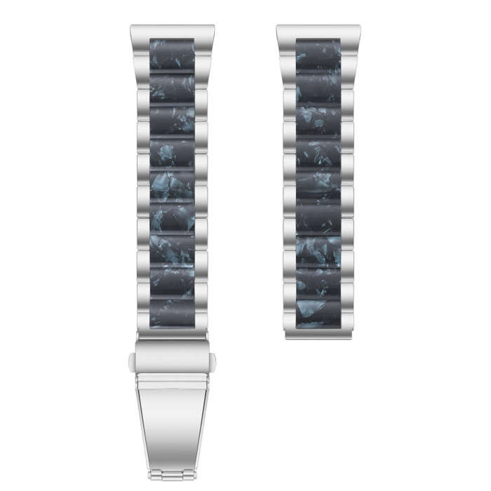 For Samsung Smart Watch 22mm Three-beads Steel + Resin Watch Band(Silver Blue)