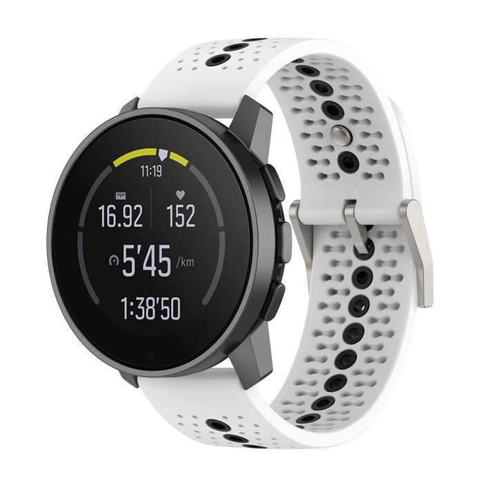 For Suunto 9 Peak Universal Colorful Hole Silicone Watch Band(White Black)