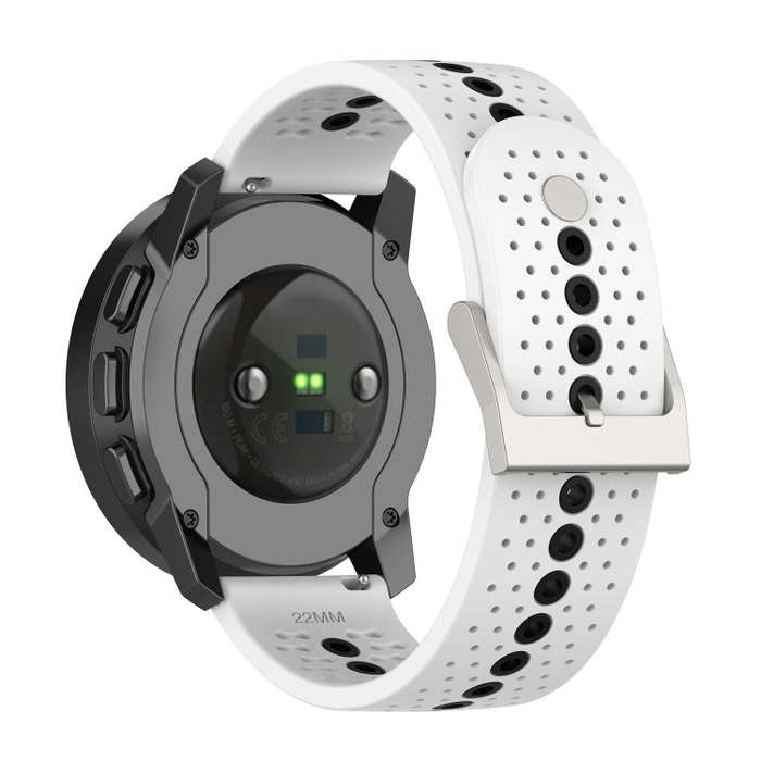 For Suunto 9 Peak Universal Colorful Hole Silicone Watch Band(White Black)