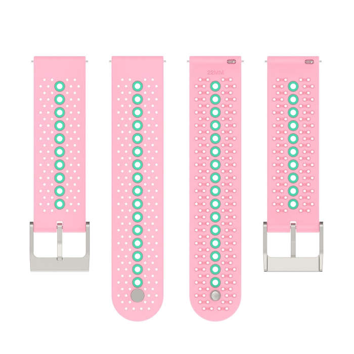 For Suunto 9 Peak Universal Colorful Hole Silicone Watch Band(Pink Mint Green)