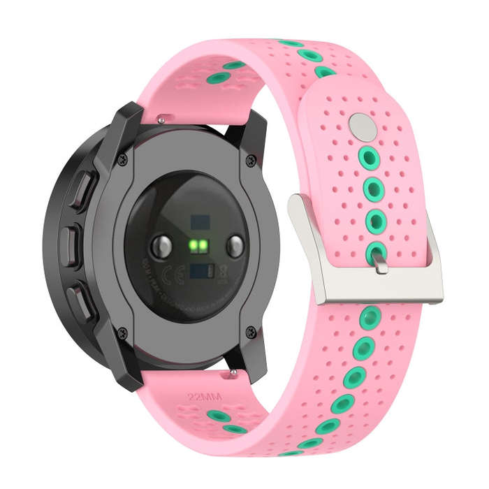 For Suunto 9 Peak Universal Colorful Hole Silicone Watch Band(Pink Mint Green)