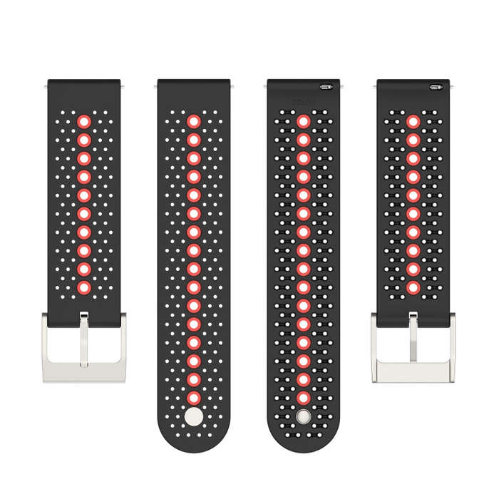 For Suunto 9 Peak Universal Colorful Hole Silicone Watch Band(Black Orange)