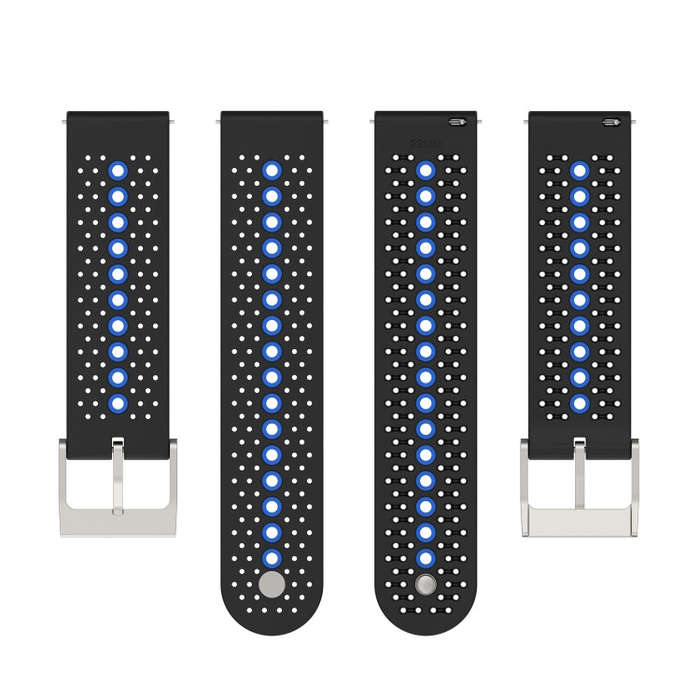 For Suunto 9 Peak Universal Colorful Hole Silicone Watch Band(Black Blue)