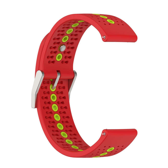 For Suunto 9 Peak Universal Colorful Hole Silicone Watch Band(Red Green)