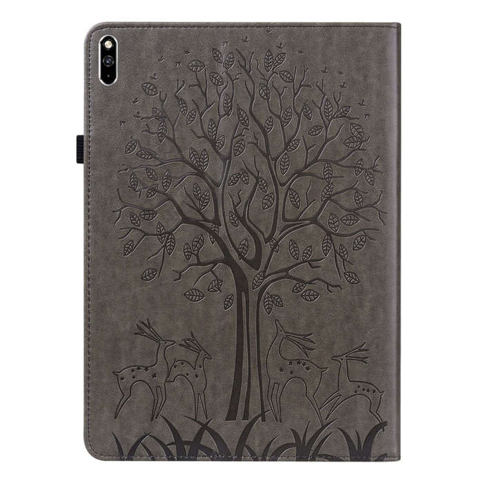 For Huawei MatePad Pro 10.8 2021 Tree & Deer Pattern Pressed Printing Horizontal Flip PU Leather ...