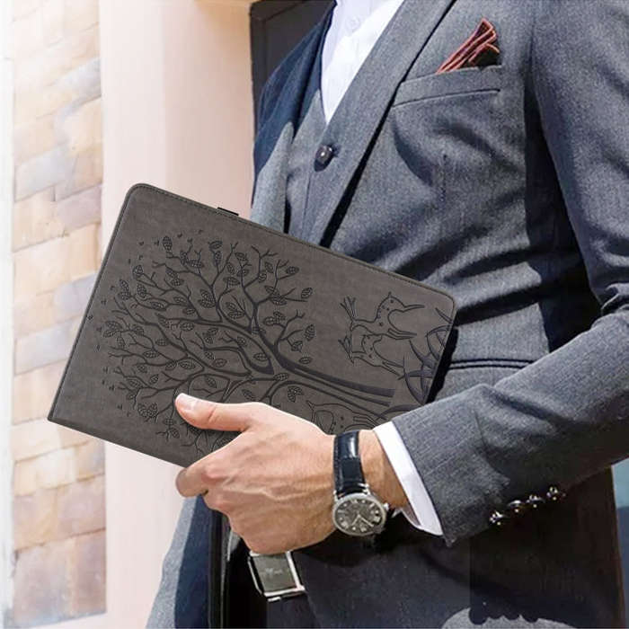 For Huawei MatePad Pro 10.8 2021 Tree & Deer Pattern Pressed Printing Horizontal Flip PU Leather ...