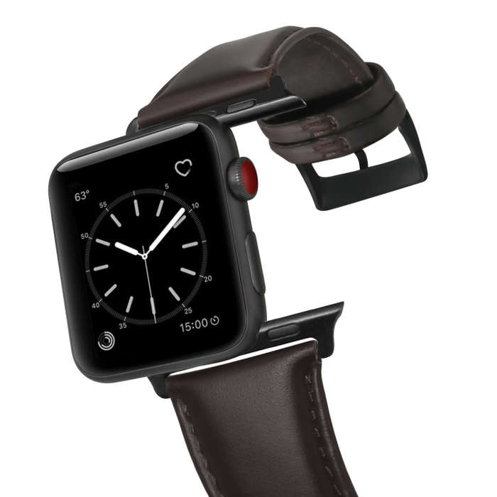 For Apple Watch Series 7 41mm / 6 & SE & 5 & 4 40mm / 3 & 2 & 1 38mm Oil Wax Genuine Leather Stra...