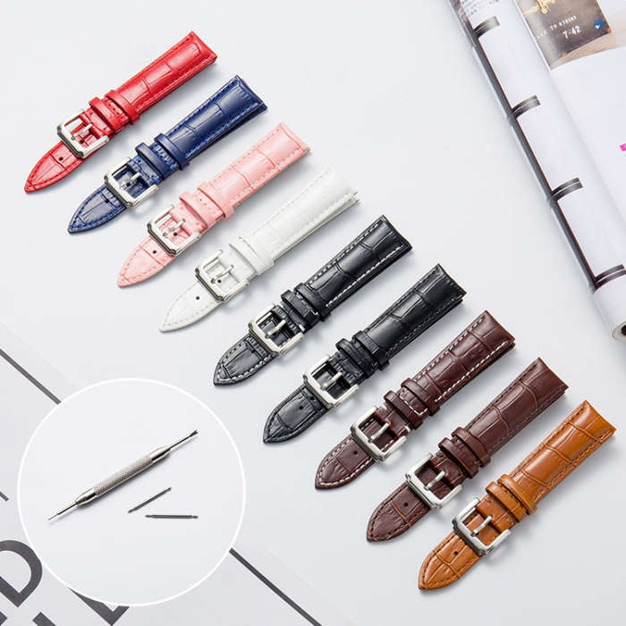 22mm Calf Leather Watch Band(Brown)