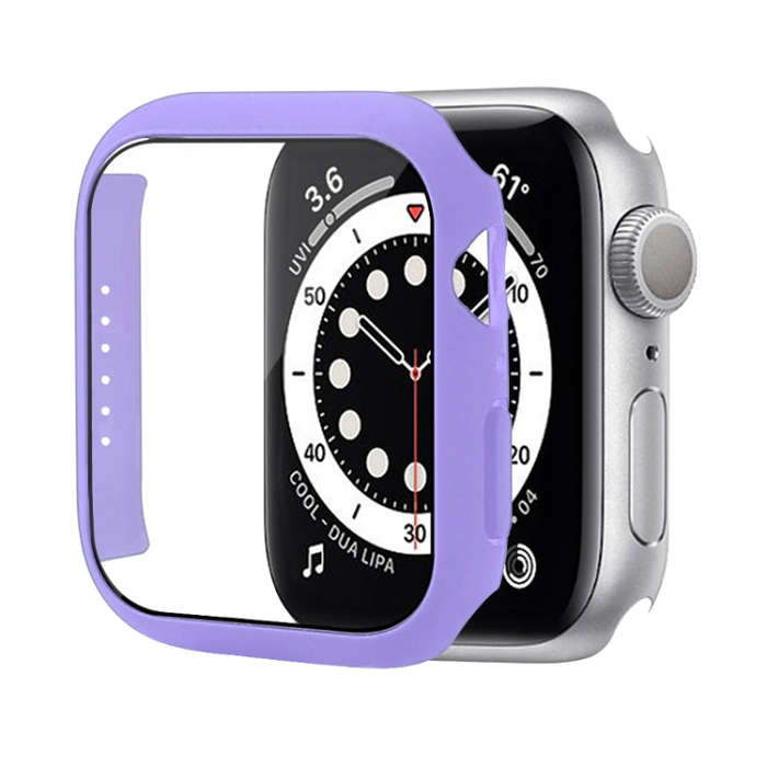 Shockproof PC Protective Case with Tempered Glass Film For Apple Watch Series 8 / 7 45mm(Purple)