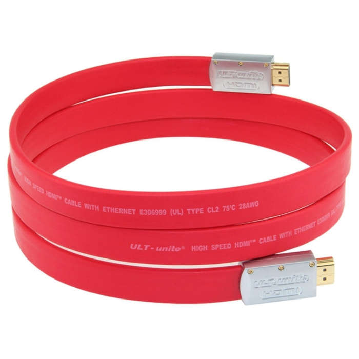 ULT-unite 4K Ultra HD Gold-plated HDMI to HDMI Flat Cable, Cable Length:10m(Red)