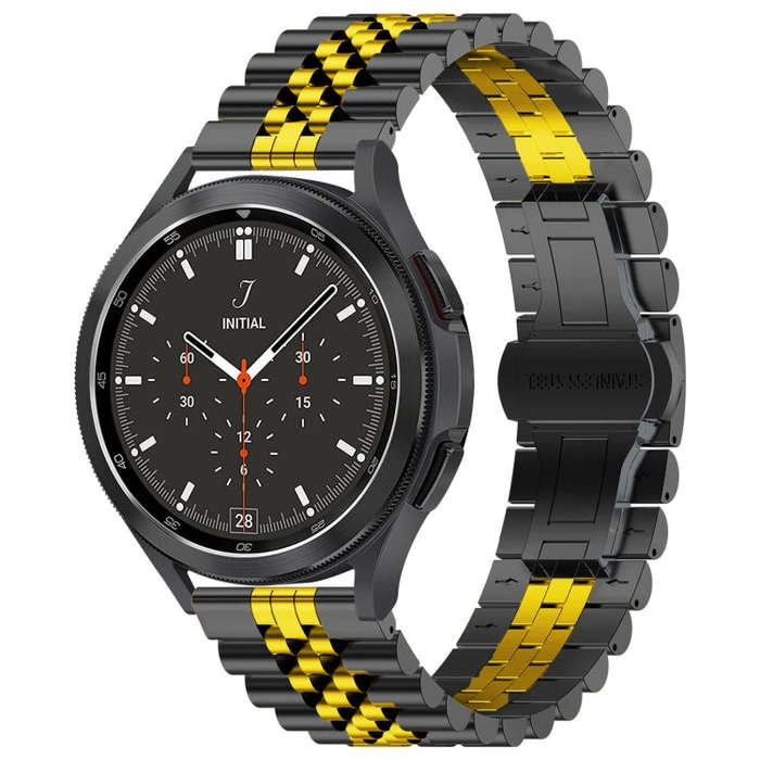 20mm Five-bead Stainless Steel Watch Band(Black Gold)