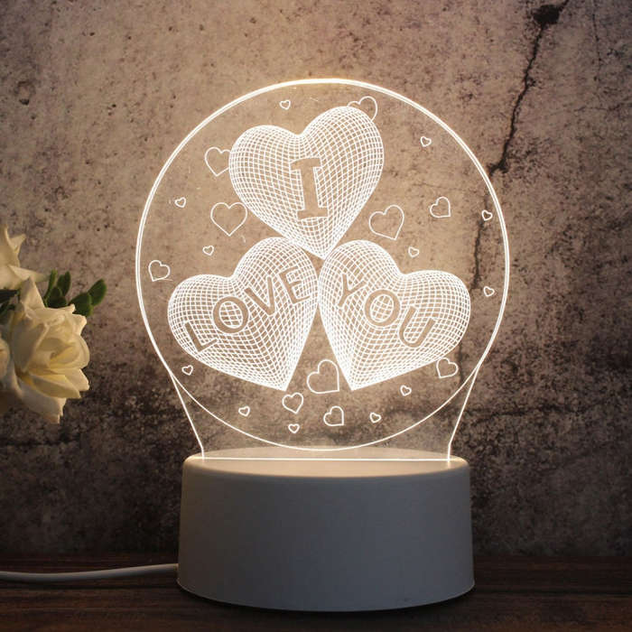 White Base Creative 3D Tricolor LED Decorative Night Light, Plug Version, Shape:I Love You(White-...