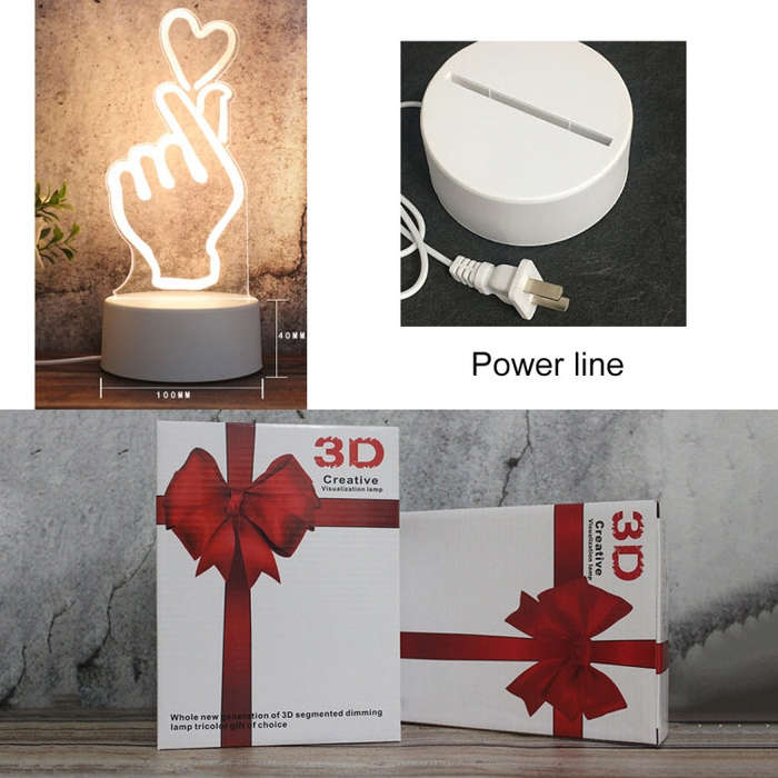 White Base Creative 3D Tricolor LED Decorative Night Light, Button Plug Version, Shape:Birthday C...