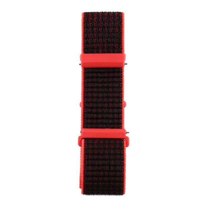 For Fitbit Versa / Versa 2 Nylon Watch Band with Hook and Loop Fastener(Black Red)