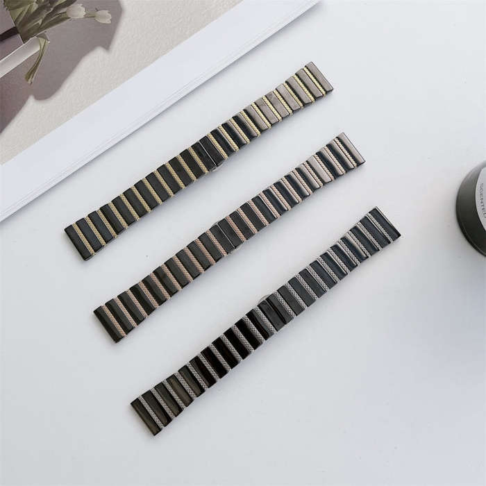 20mm Ceramic One-bead Steel Watch Band(Black Rose Gold)